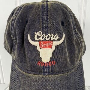 Coors Banquet Rodeo Distressed Blue Snapback Hat Longhorn Cap Legacy